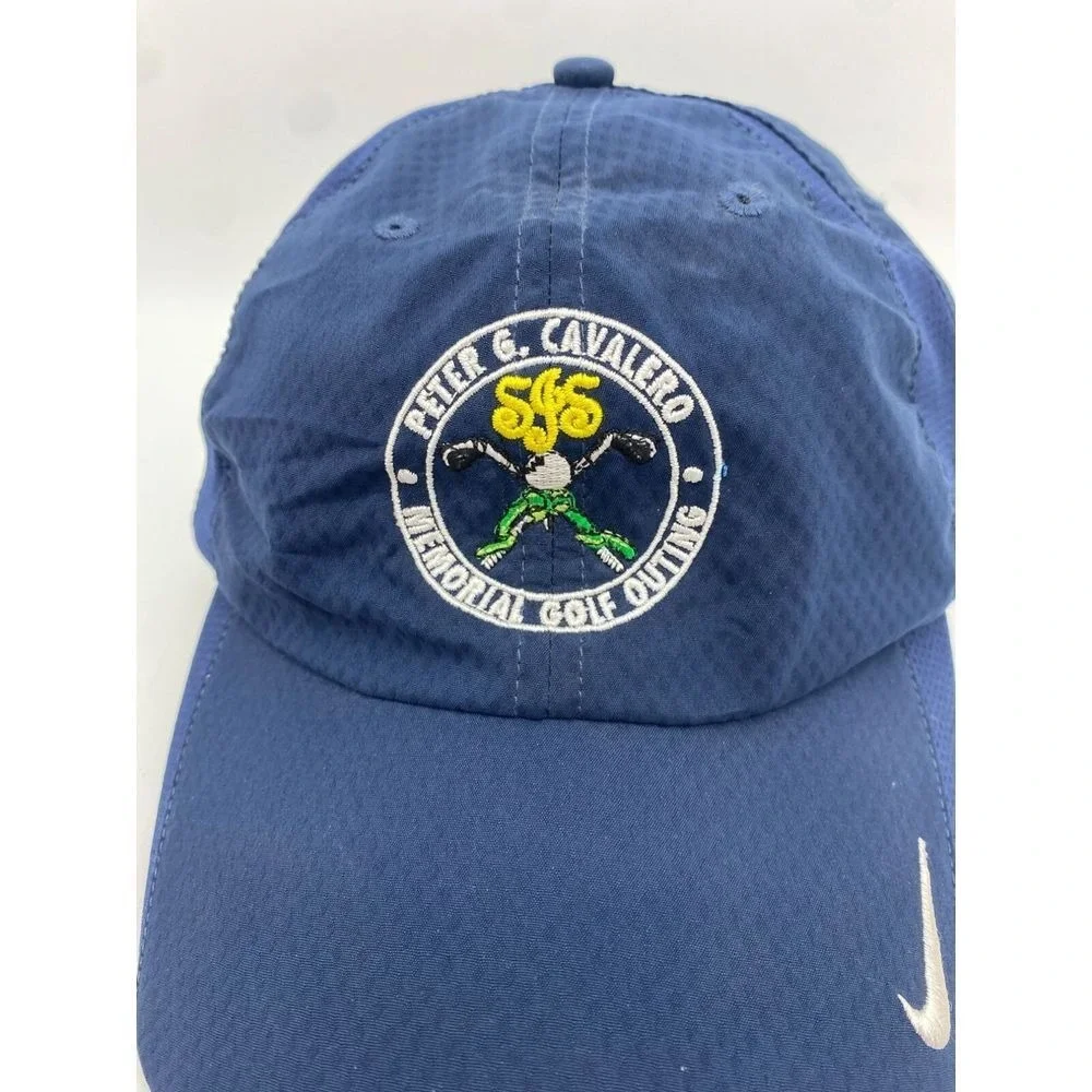 Nike Golf Hats Adult OSFA Navy Blue Swoosh Athletic Golfer Strap Back Sports Men